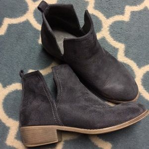 Blue/gray suede booties with cut out ankle 7